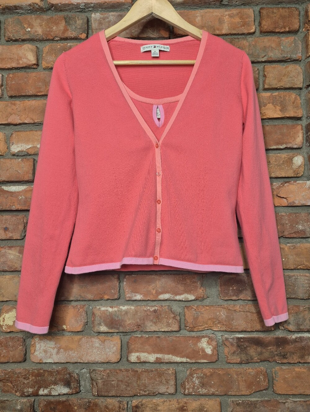 Tommy Hilfiger Vintage Coral Pink Cardigan & Tank Top Twinset M 2-Piece Set
